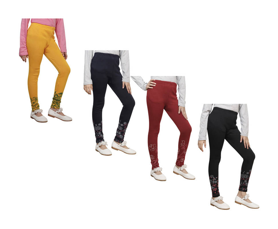     			IndiWeaves Pack of 4 Girls Woollen Leggings ( Multicolor )