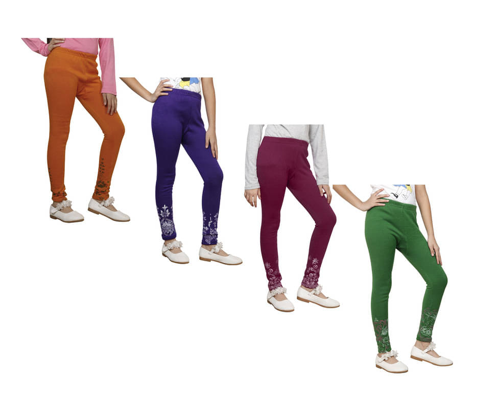     			IndiWeaves Pack of 4 Girls Woollen Leggings ( Multicolor )