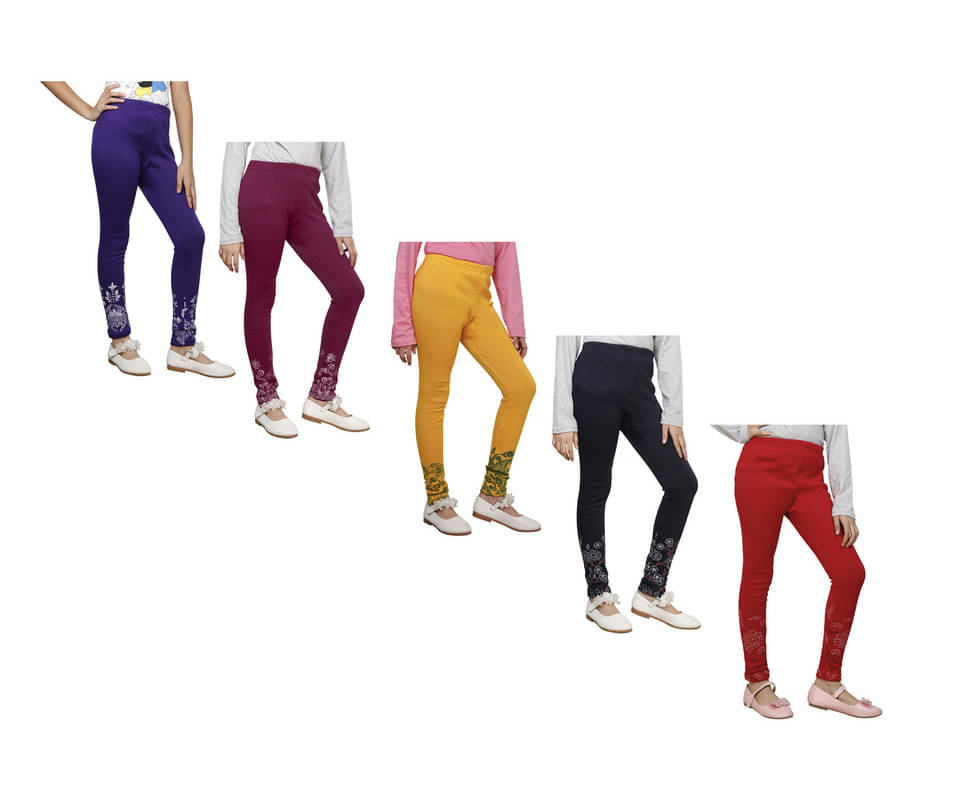     			IndiWeaves Pack of 5 Girls Woollen Leggings ( Multicolor )