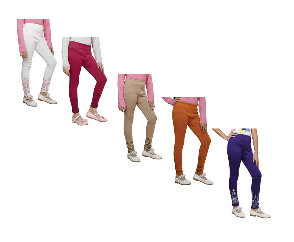     			IndiWeaves Pack of 5 Girls Woollen Leggings ( Multicolor )