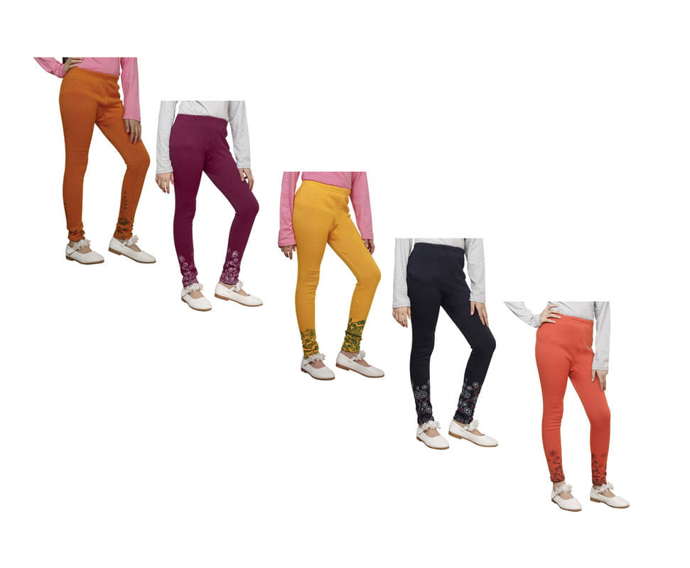     			IndiWeaves Pack of 5 Girls Woollen Leggings ( Multicolor )