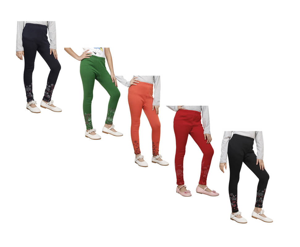     			IndiWeaves Pack of 5 Girls Woollen Leggings ( Multicolor )