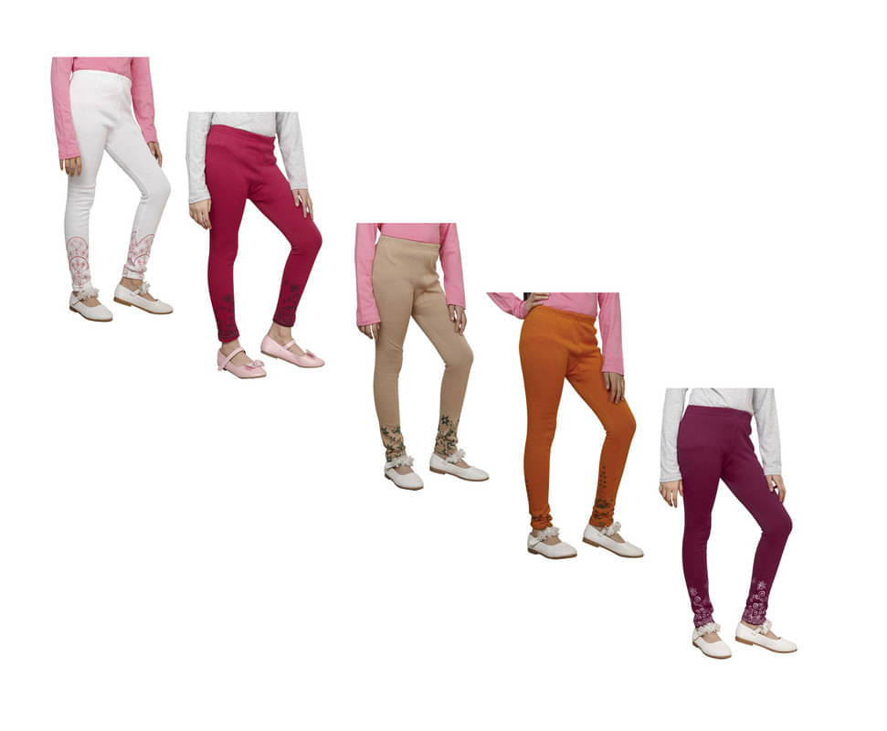     			IndiWeaves Pack of 5 Girls Woollen Leggings ( Multicolor )