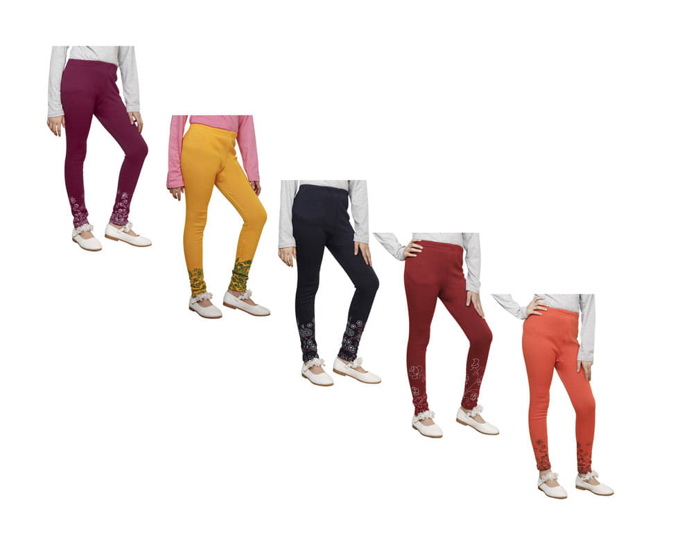     			IndiWeaves Pack of 5 Girls Woollen Leggings ( Multicolor )