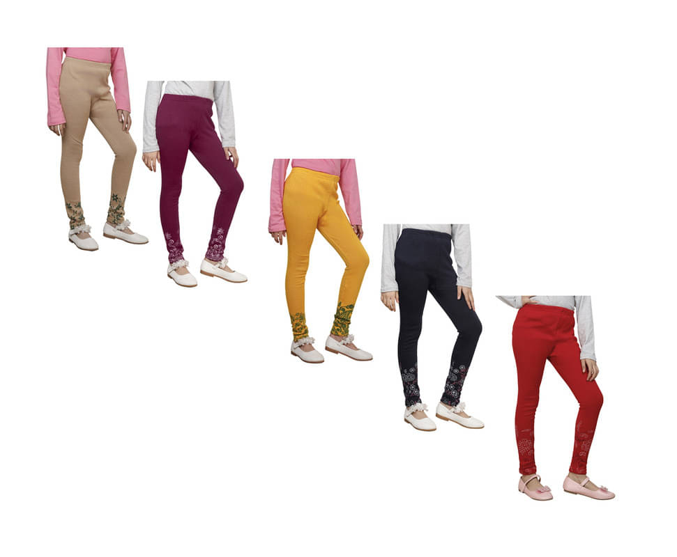     			IndiWeaves Pack of 5 Girls Woollen Leggings ( Multicolor )