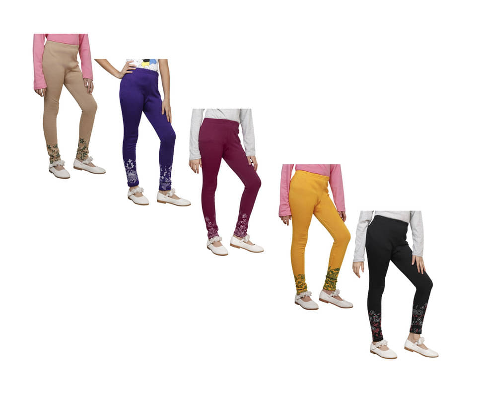     			IndiWeaves Pack of 5 Girls Woollen Leggings ( Multicolor )