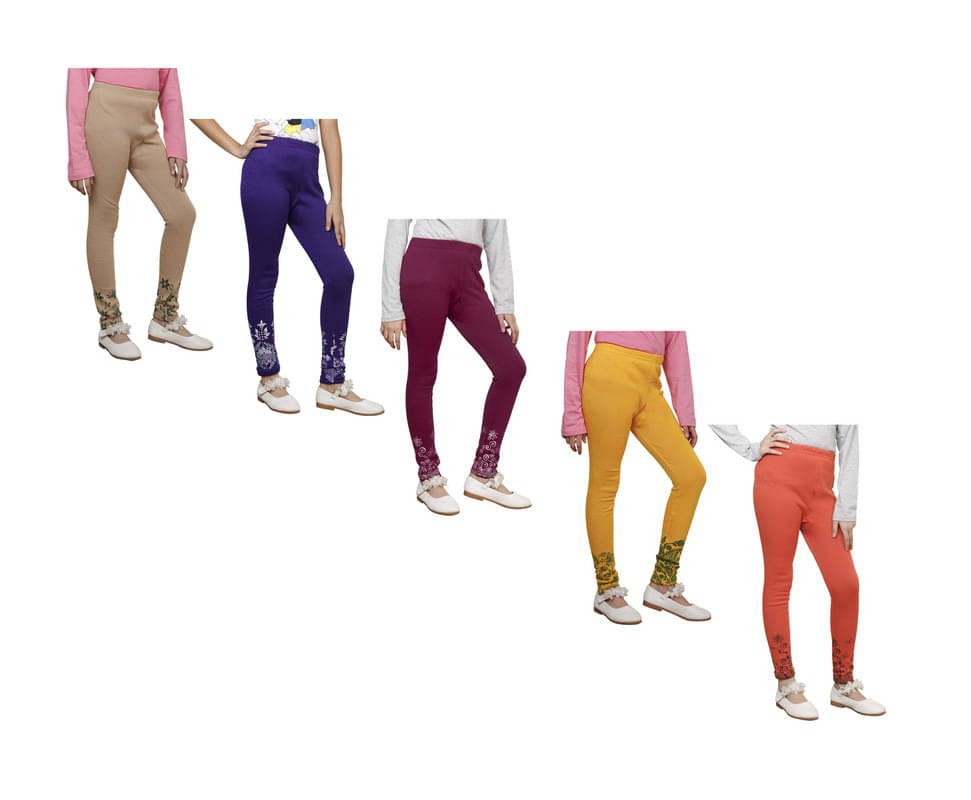     			IndiWeaves Pack of 5 Girls Woollen Leggings ( Multicolor )