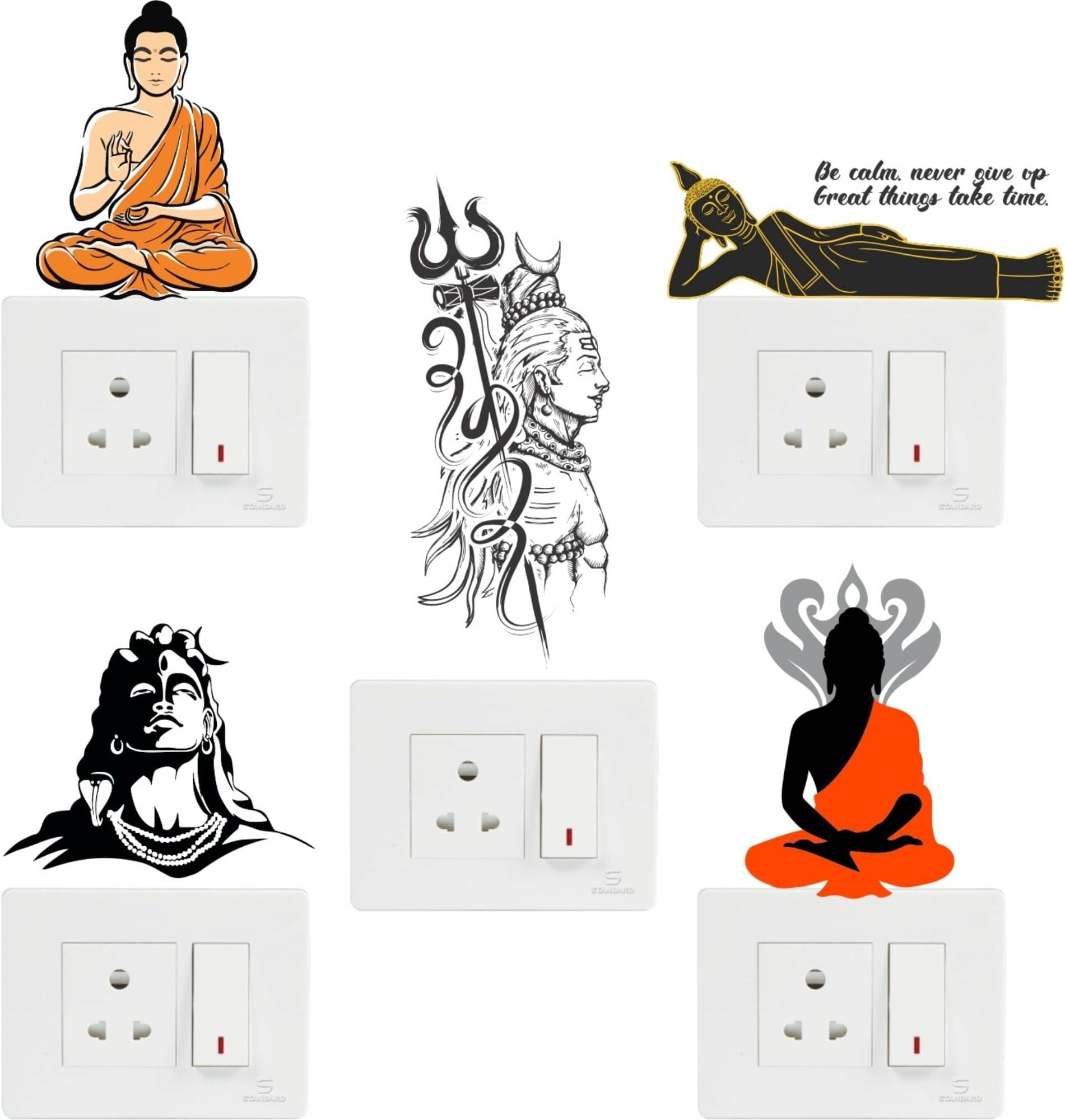     			Inkfence Switch Board Sticker Religious ( 17 x 8 cms )