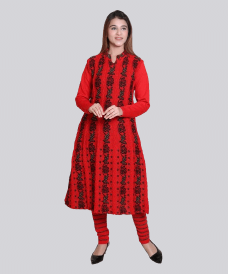 Japroz Pack of 1 Acrylic Embellished Flared Women's Kurti - ( Red ) Japroz Pack of 1 Acrylic Embellished Flared Women's Kurti - ( Red )