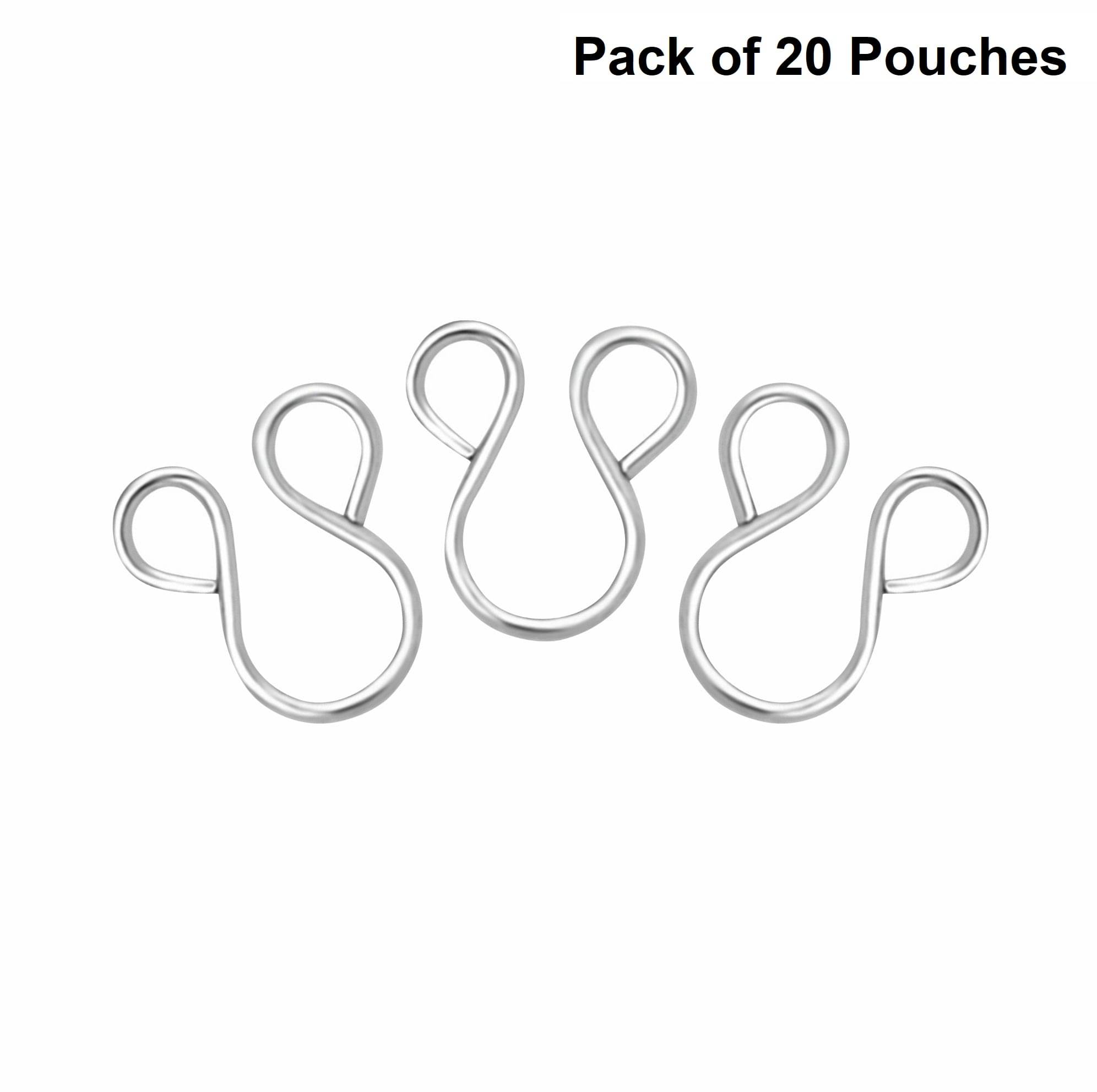     			Jyoti Dress Eye (50 Hooks of Size 2 of Brass Material in Silver Finish in a Pouch) Hooks for Ladies Blouses, Dresses, Chudidars, Children Dresses, Frocks, and Gowns - Pack of 20 Pouches