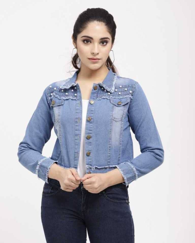 Kashian Women Denim Jacket ( Blue ) - Jackets & Coats | Buy online on ZillyBuy