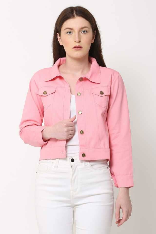 Kashian Women Denim Jacket ( Pink ) - Jackets & Coats | Buy online on ZillyBuy