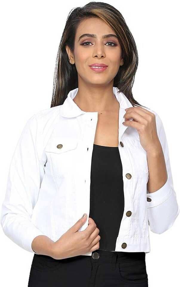 Kashian Women Denim Jacket ( White ) - Jackets & Coats | Buy online on ZillyBuy