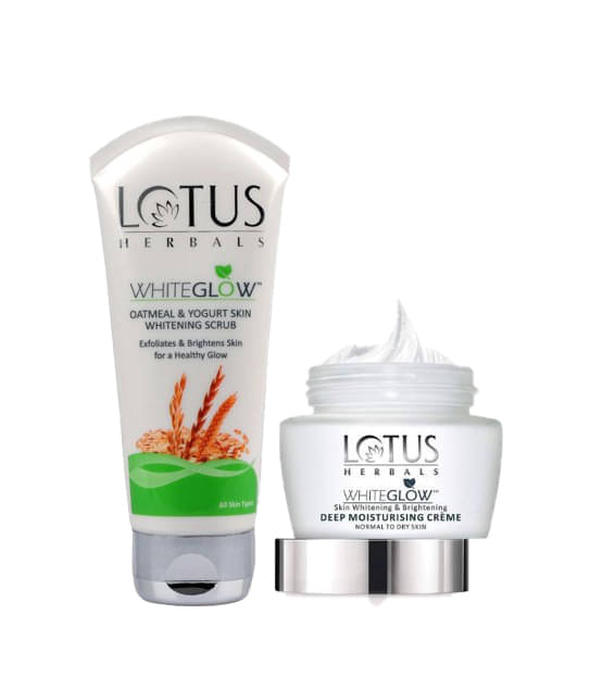     			Lotus Herbals Whiteglow Deep Moisturising Cream 60g , Oatmeal Scrub 100G (Pack of 2)
