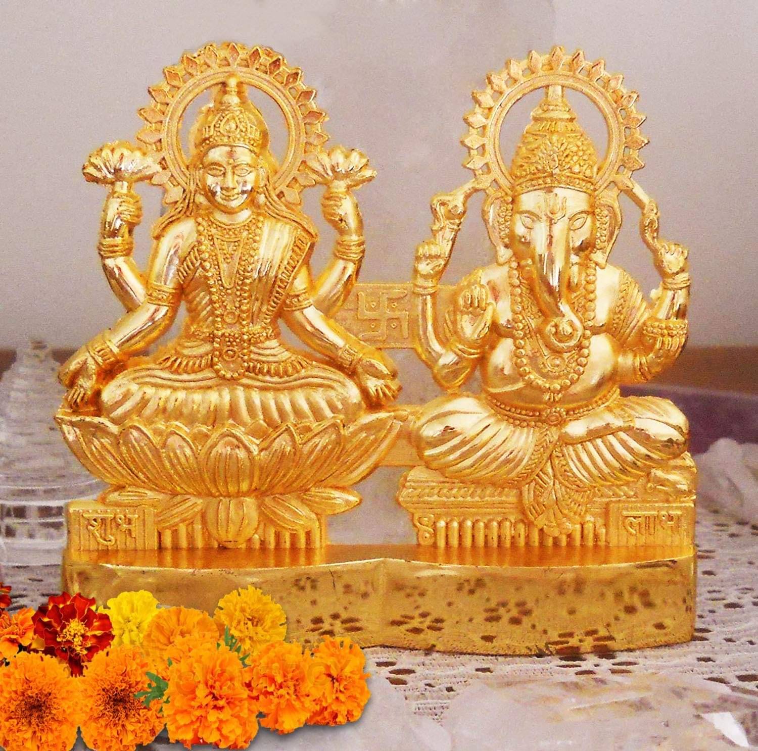     			NAVYAKSH Brass Laxmi Ganesh Idol ( 1.5 cm )