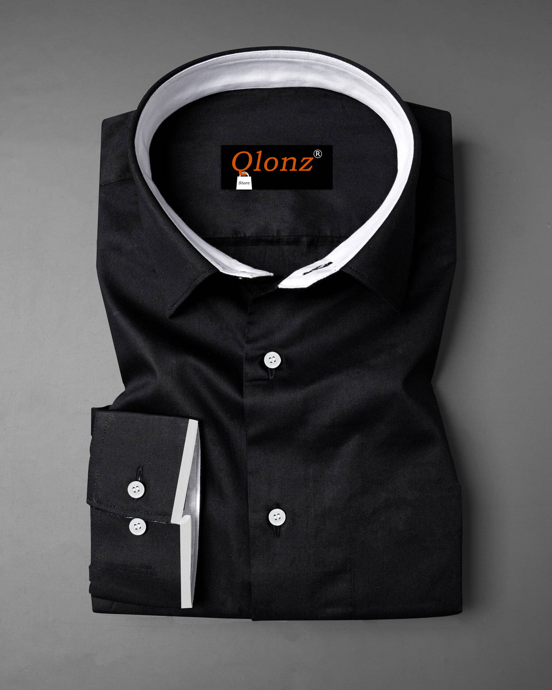     			Qlonz store Cotton Blend Regular Fit Solids Full Sleeves Men's Casual Shirt - Black ( Pack of 1 )