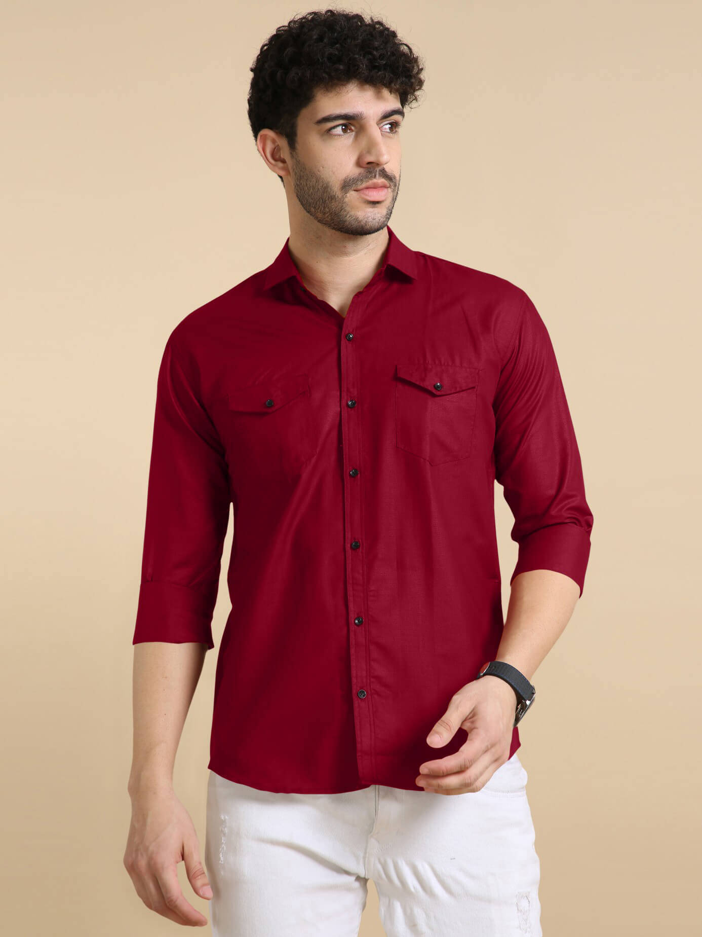 Qlonz store Cotton Blend Regular Fit Solids Full Sleeves Men's Casual Shirt - Maroon ( Pack of 1 )     			Qlonz store Cotton Blend Regular Fit Solids Full Sleeves Men's Casual Shirt - Maroon ( Pack of 1 )