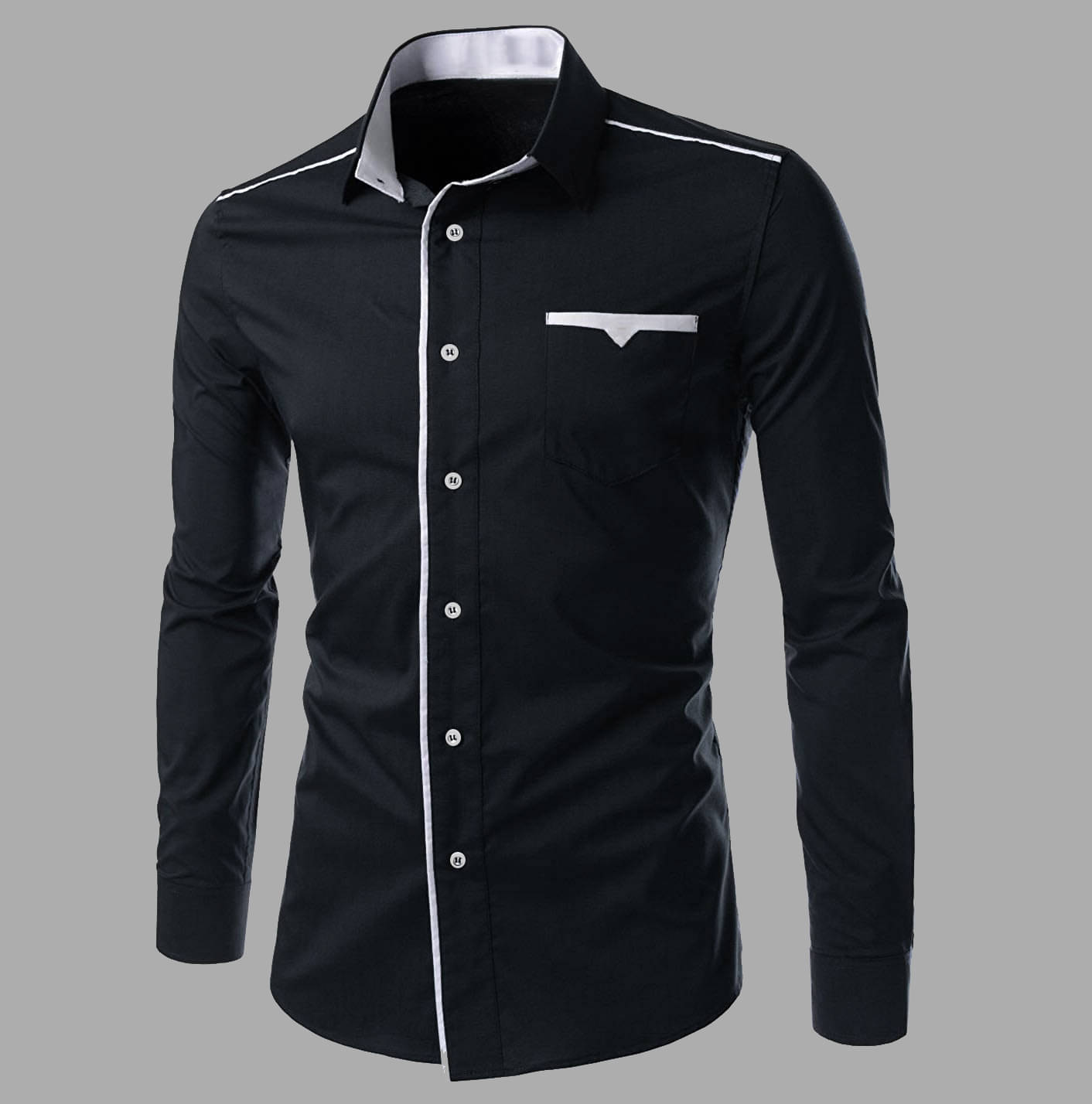     			Qlonz store Cotton Blend Regular Fit Solids Full Sleeves Men's Casual Shirt - Black ( Pack of 1 )
