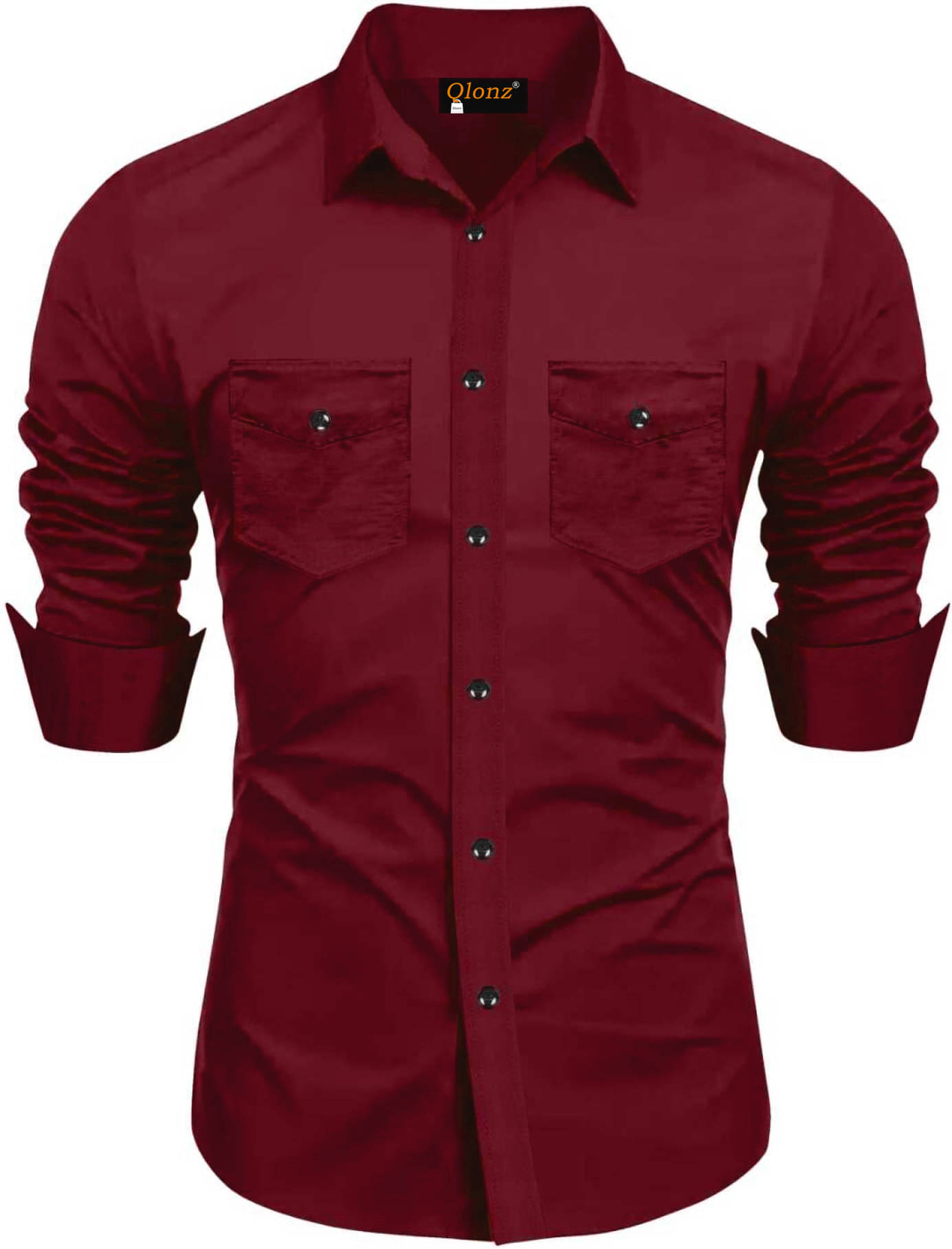 Qlonz store Cotton Blend Regular Fit Solids Full Sleeves Men's Casual Shirt - Maroon ( Pack of 1 ) Qlonz store Cotton Blend Regular Fit Solids Full Sleeves Men's Casual Shirt - Maroon ( Pack of 1 )
