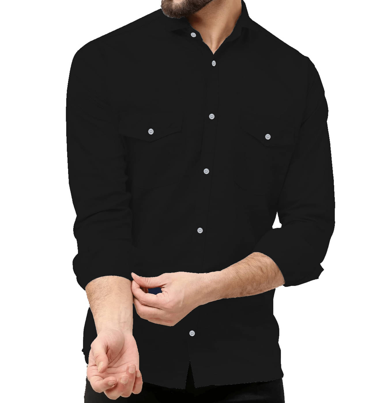     			Qlonz store Cotton Blend Regular Fit Solids Full Sleeves Men's Casual Shirt - Black ( Pack of 1 )