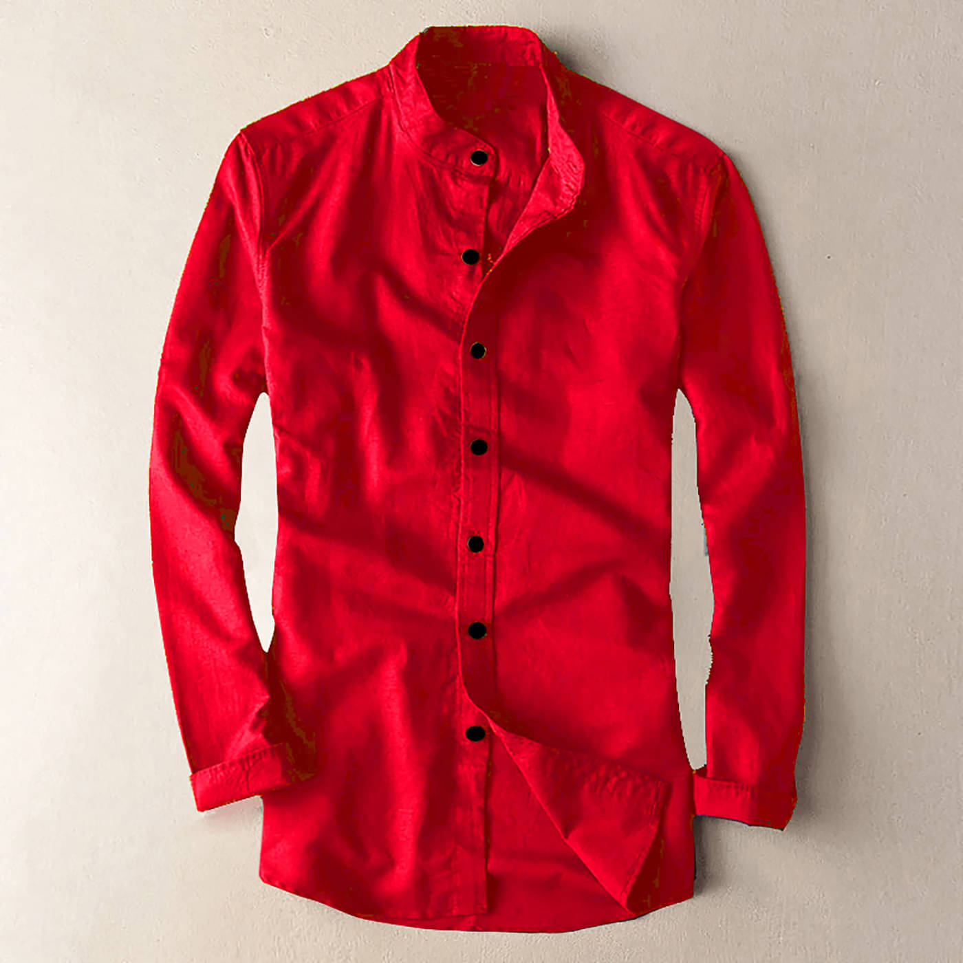     			Qlonz store Cotton Blend Regular Fit Solids Full Sleeves Men's Casual Shirt - Red ( Pack of 1 )