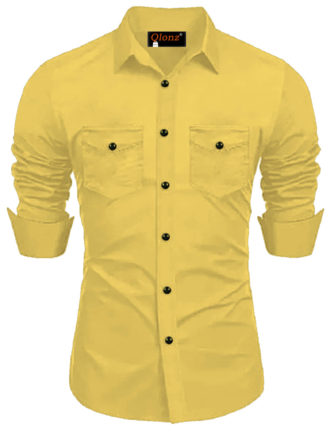 Qlonz store Cotton Blend Regular Fit Solids Full Sleeves Men's Casual Shirt - Yellow ( Pack of 1 )     			Qlonz store Cotton Blend Regular Fit Solids Full Sleeves Men's Casual Shirt - Yellow ( Pack of 1 )