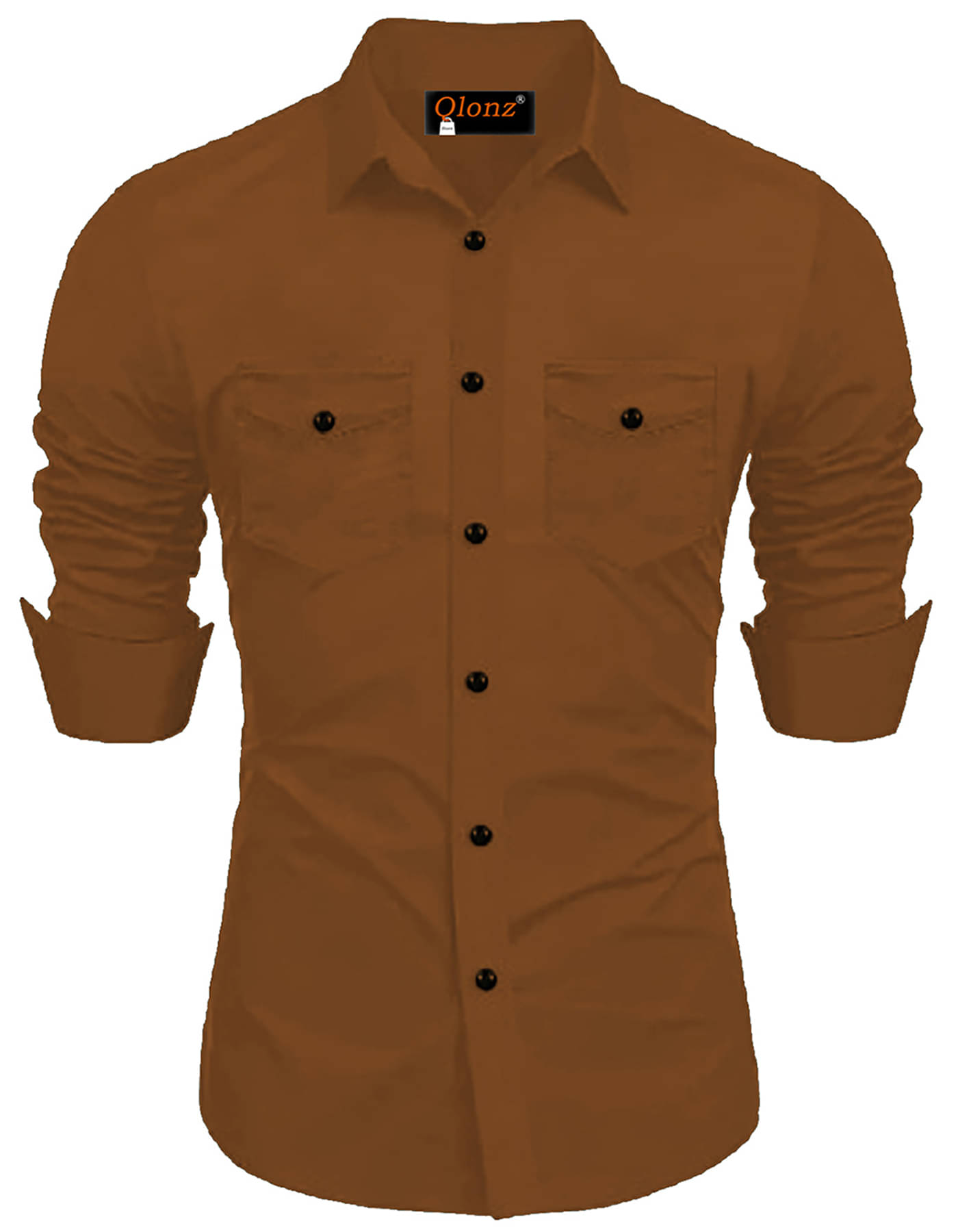 Qlonz store Cotton Blend Regular Fit Solids Full Sleeves Men's Casual Shirt - Brown ( Pack of 1 ) Qlonz store Cotton Blend Regular Fit Solids Full Sleeves Men's Casual Shirt - Brown ( Pack of 1 )