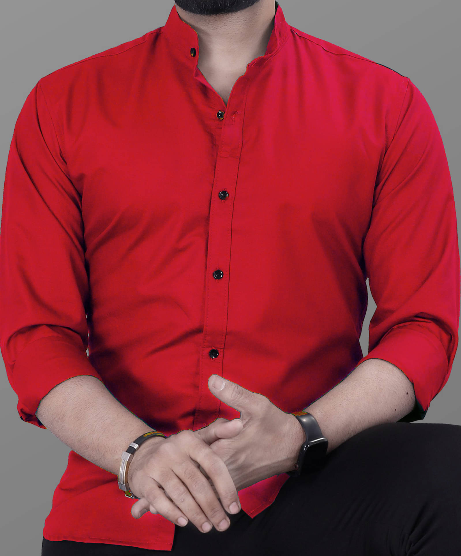     			Qlonz store Cotton Blend Regular Fit Solids Full Sleeves Men's Casual Shirt - Red ( Pack of 1 )