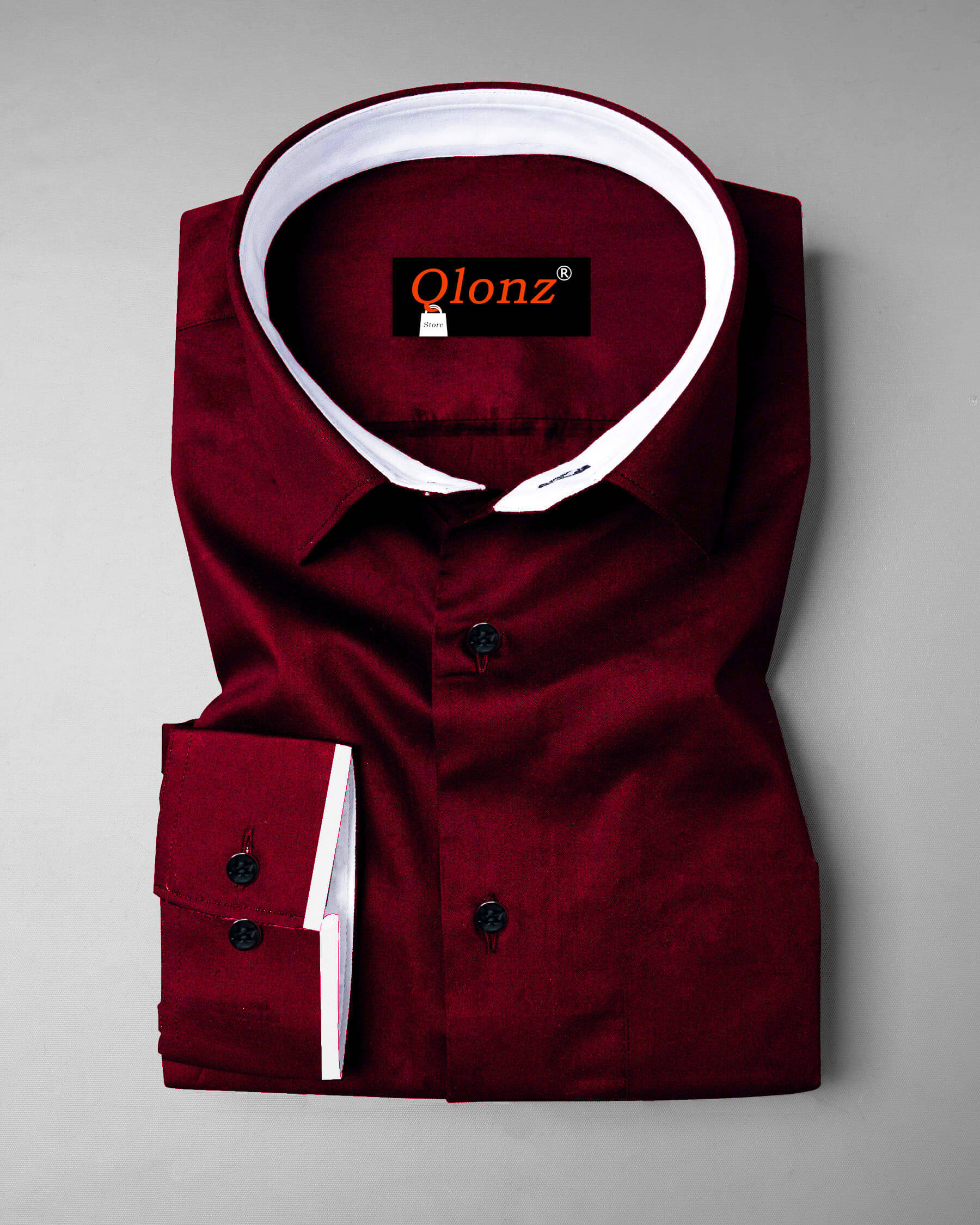     			Qlonz store Cotton Blend Regular Fit Solids Full Sleeves Men's Casual Shirt - Maroon ( Pack of 1 )