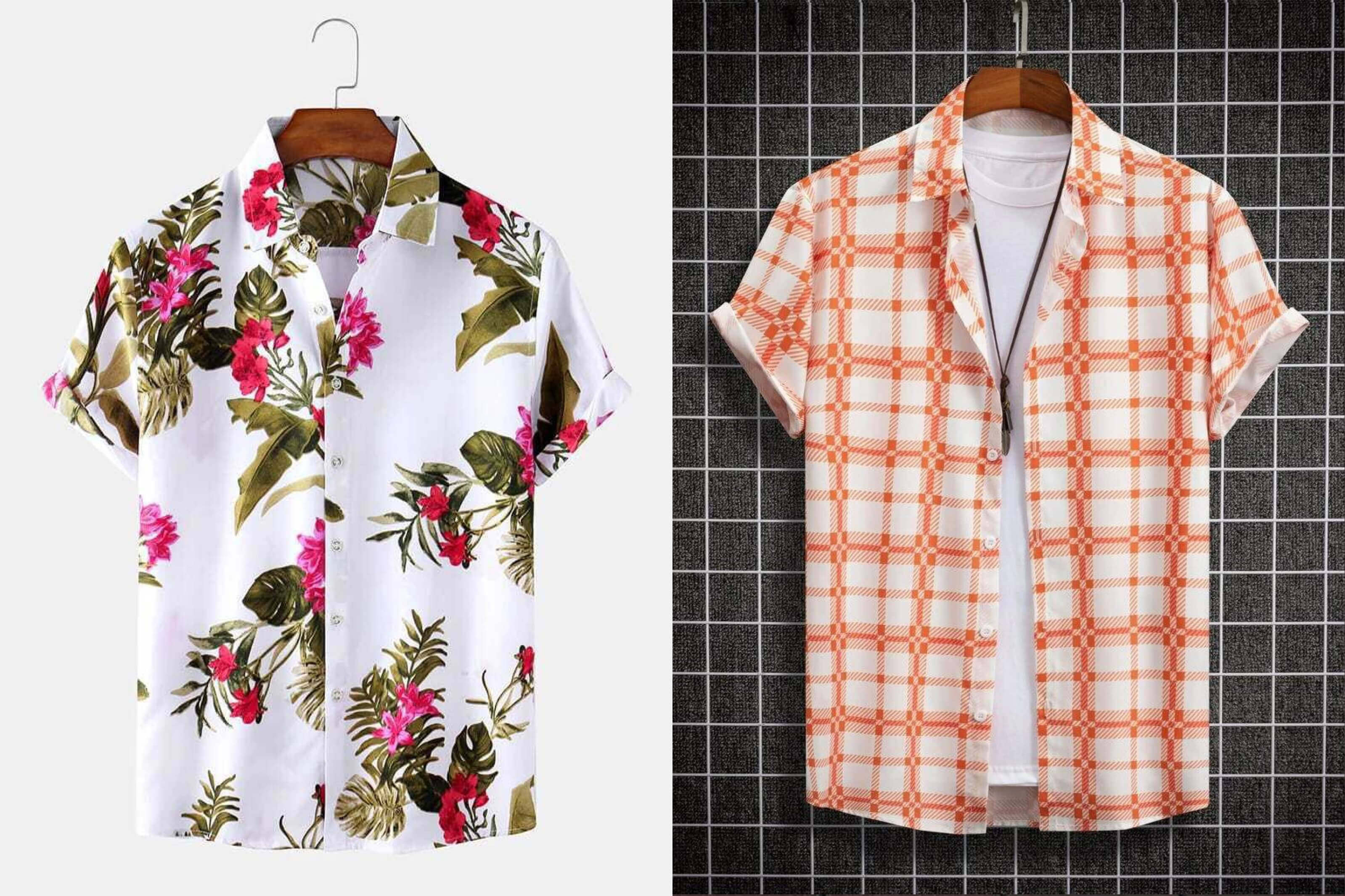 Qlonz store Elastane Regular Fit Printed Half Sleeves Men's Casual Shirt - Multi ( Pack of 2 )
