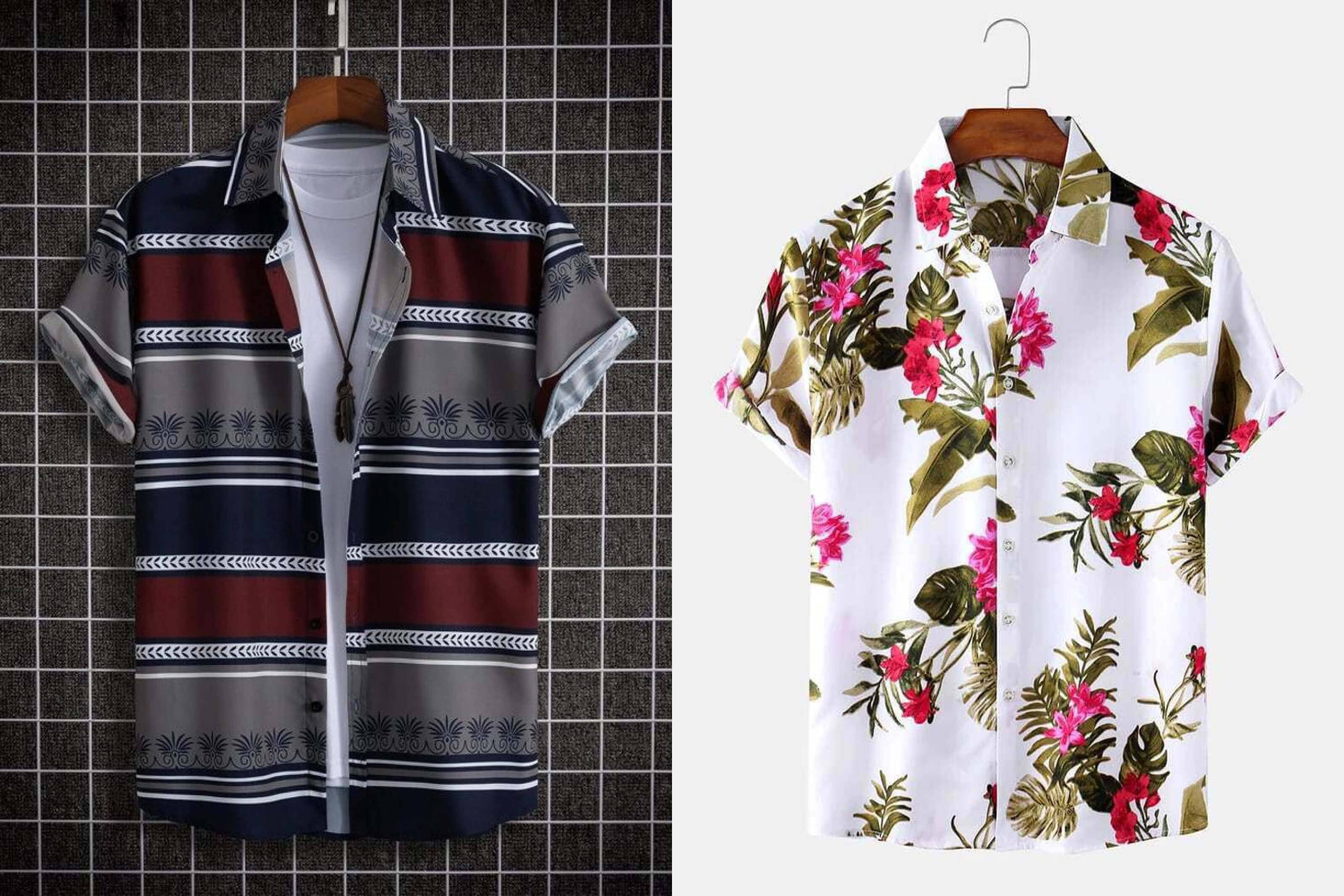 Qlonz store Elastane Regular Fit Printed Half Sleeves Men's Casual Shirt - Multi ( Pack of 2 )