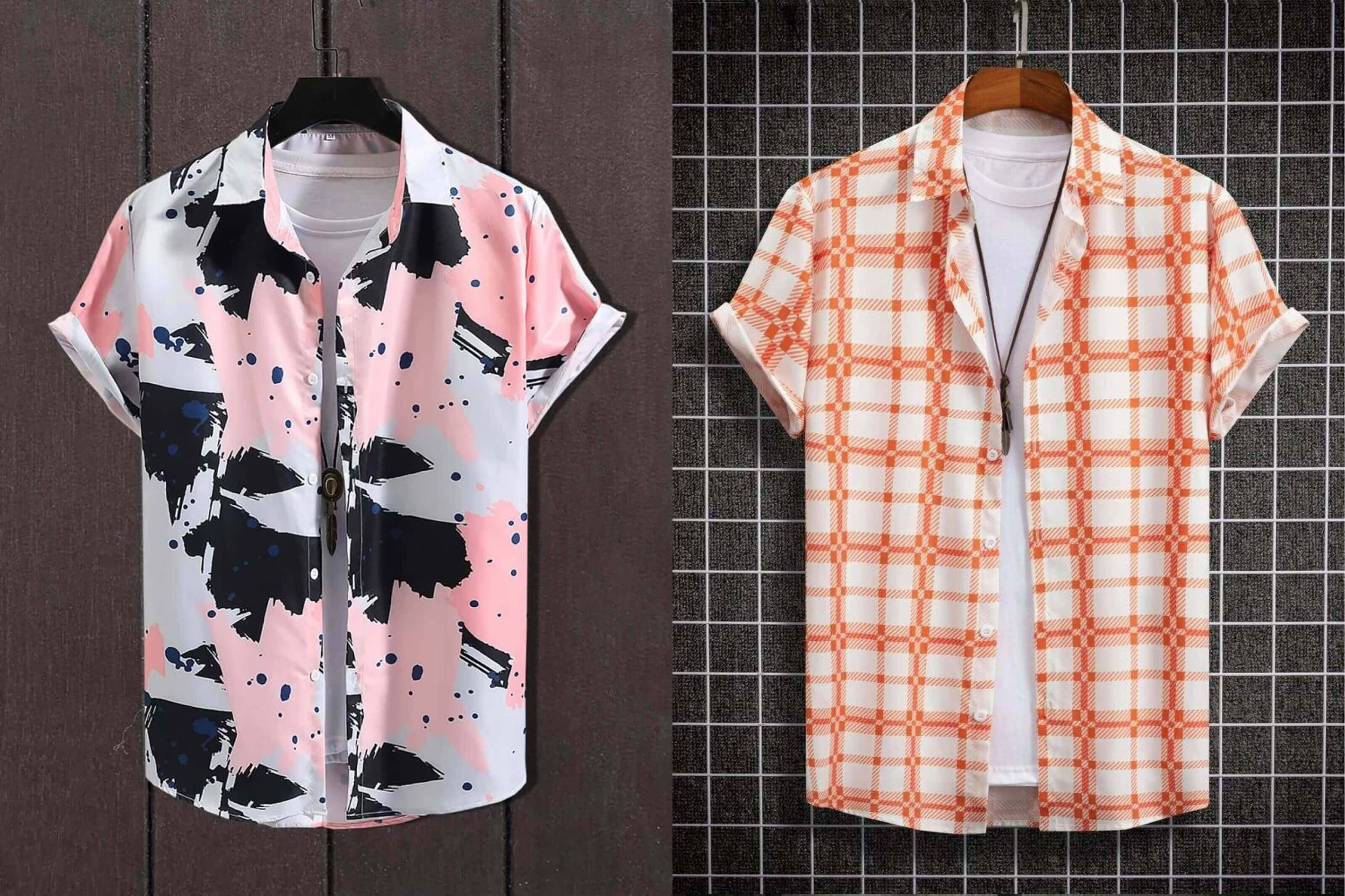 Qlonz store Elastane Regular Fit Printed Half Sleeves Men's Casual Shirt - Multi ( Pack of 2 )