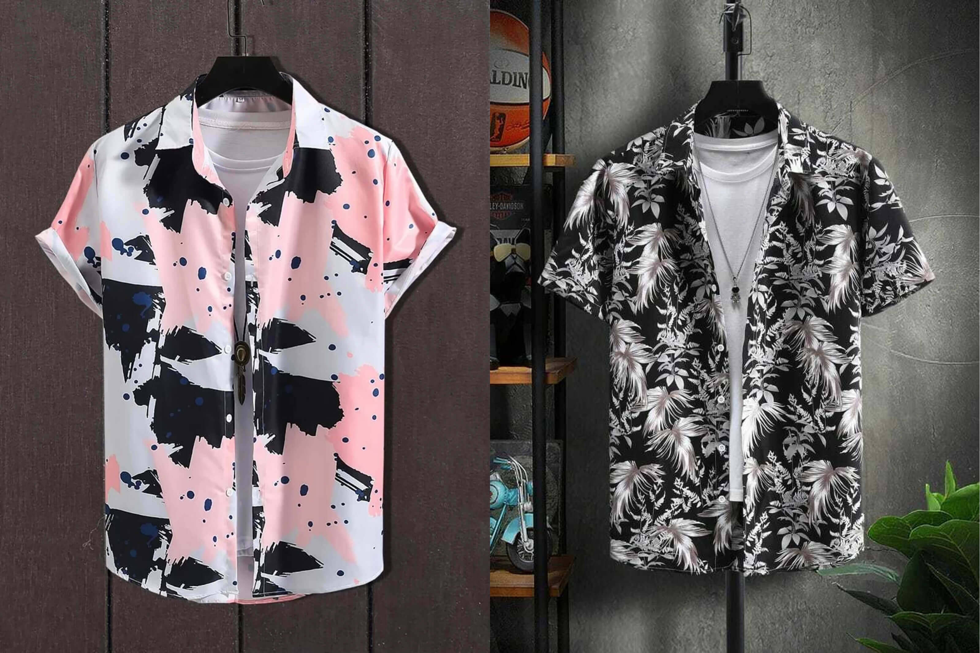     			Qlonz store Elastane Regular Fit Printed Half Sleeves Men's Casual Shirt - Multi ( Pack of 2 )