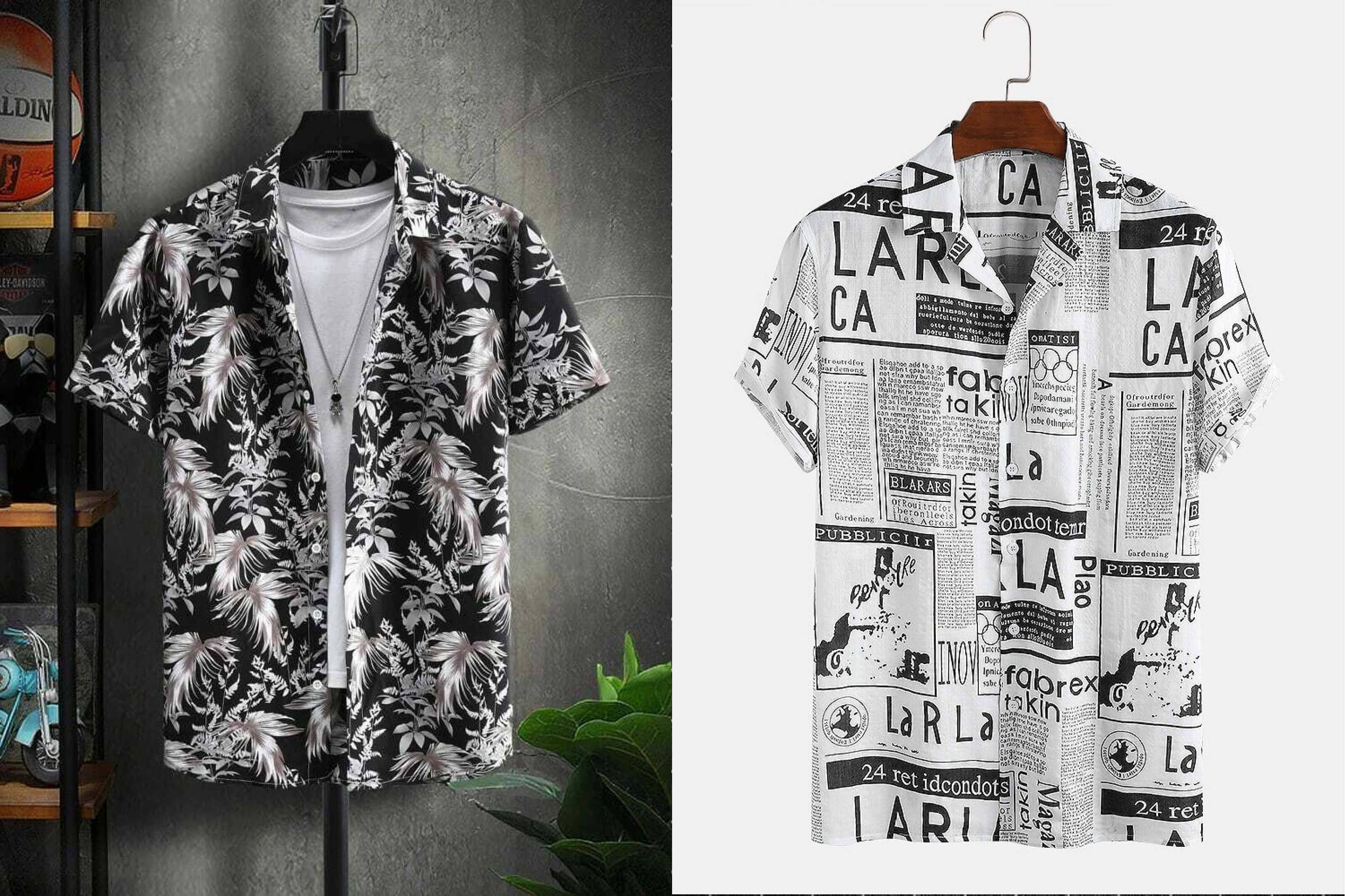 Qlonz store Elastane Regular Fit Printed Half Sleeves Men's Casual Shirt - Multi ( Pack of 2 )