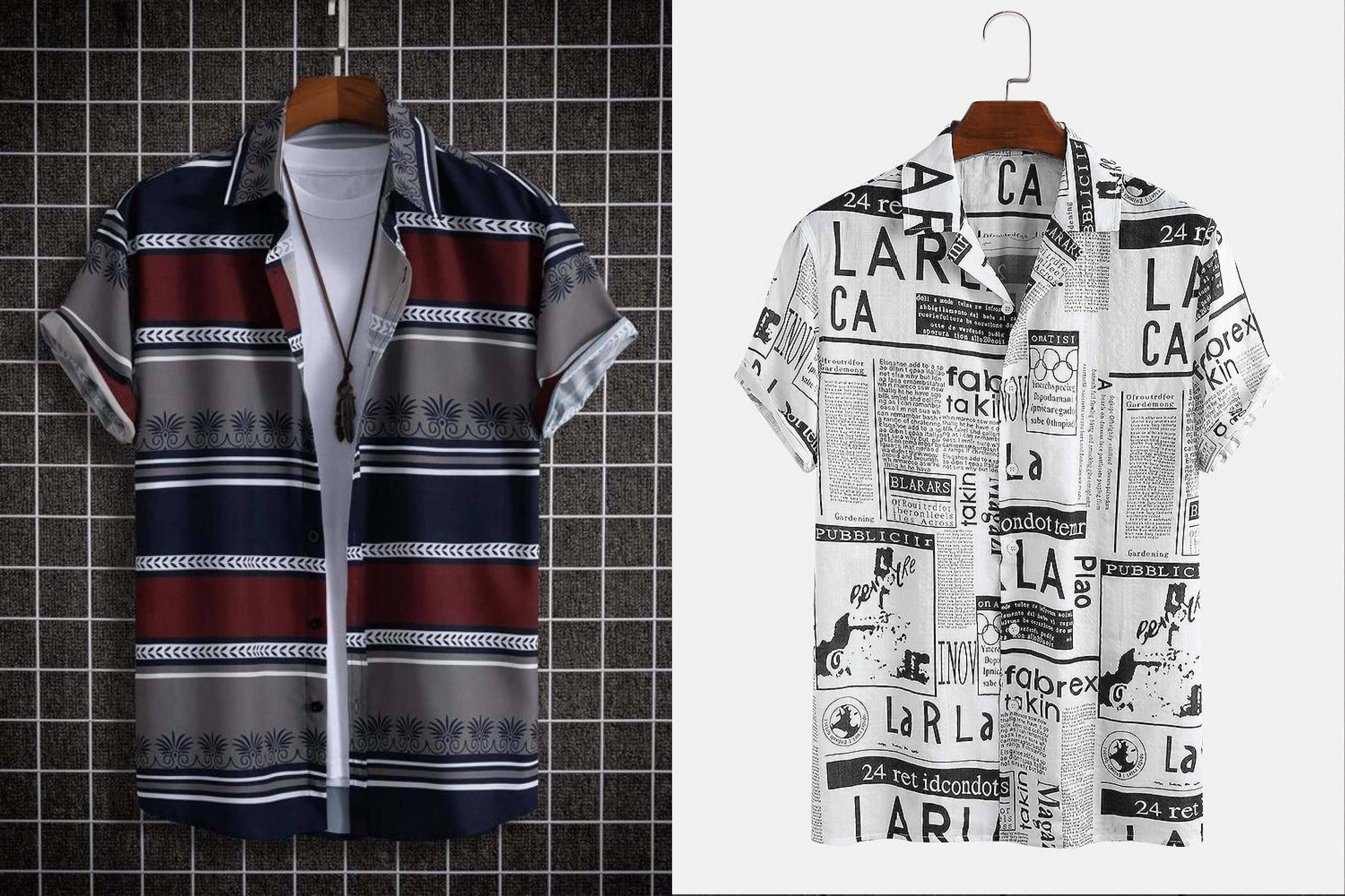 Qlonz store Elastane Regular Fit Printed Half Sleeves Men's Casual Shirt - Multi ( Pack of 2 )