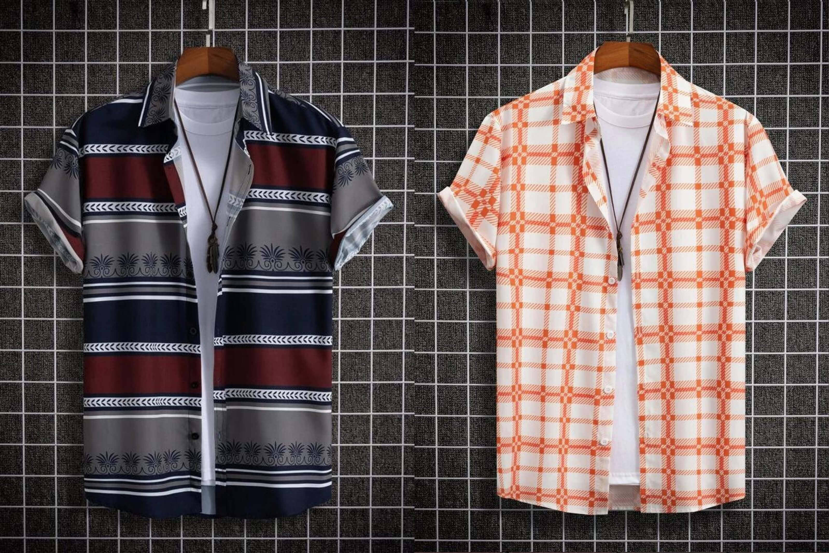 Qlonz store Elastane Regular Fit Printed Half Sleeves Men's Casual Shirt - Multi ( Pack of 2 )