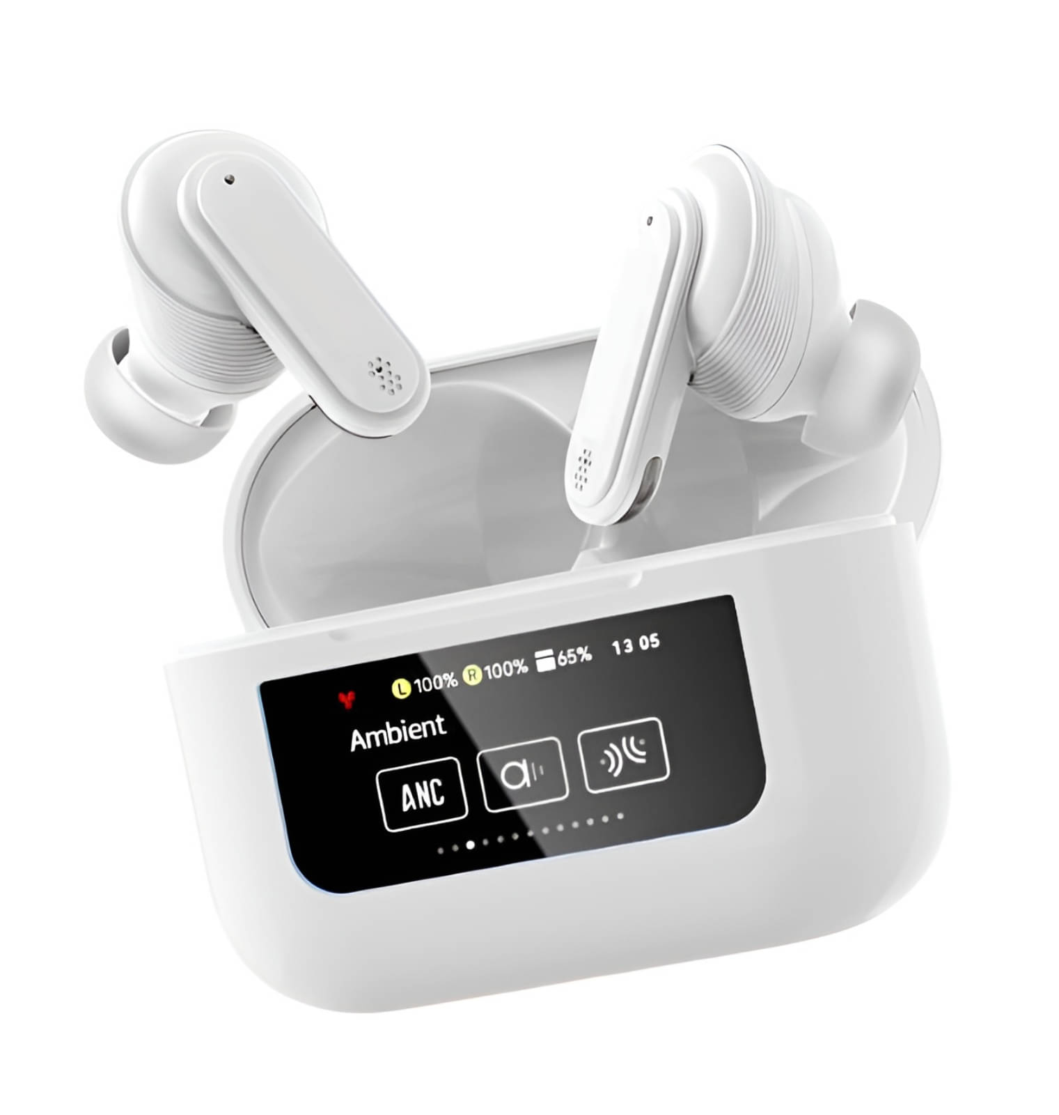 VERONIC Touch Screen ANC+ENC Bluetooth True Wireless (TWS) In Ear 48 Hours Playback Active Noise cancellation IPX4(Splash & Sweat Proof) White VERONIC Touch Screen ANC+ENC Bluetooth True Wireless (TWS) In Ear 48 Hours Playback Active Noise cancellation IPX4(Splash & Sweat Proof) White