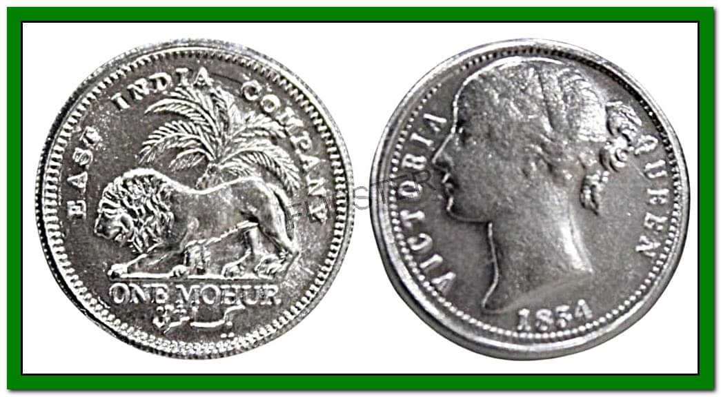 1 Mohur 1854 Victoria Queen, British India old Silver-Plated Rare Coin     			1 Mohur 1854 Victoria Queen, British India old Silver-Plated Rare Coin