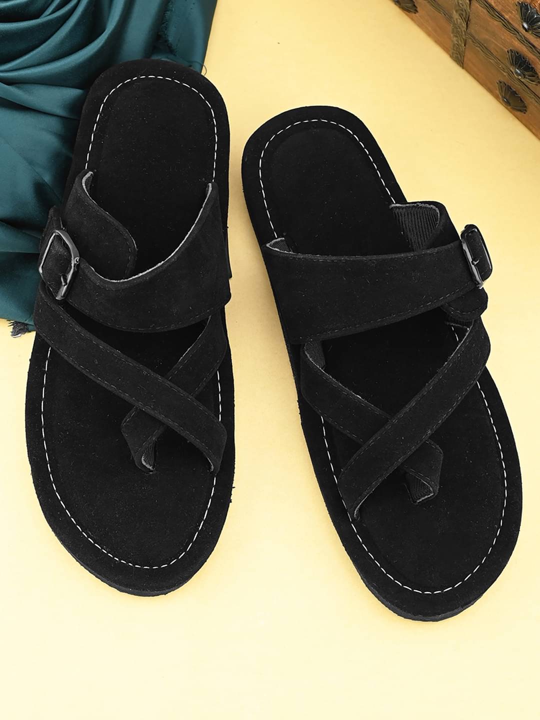     			Anjaneya Creations Black Men's Kolhapuris
