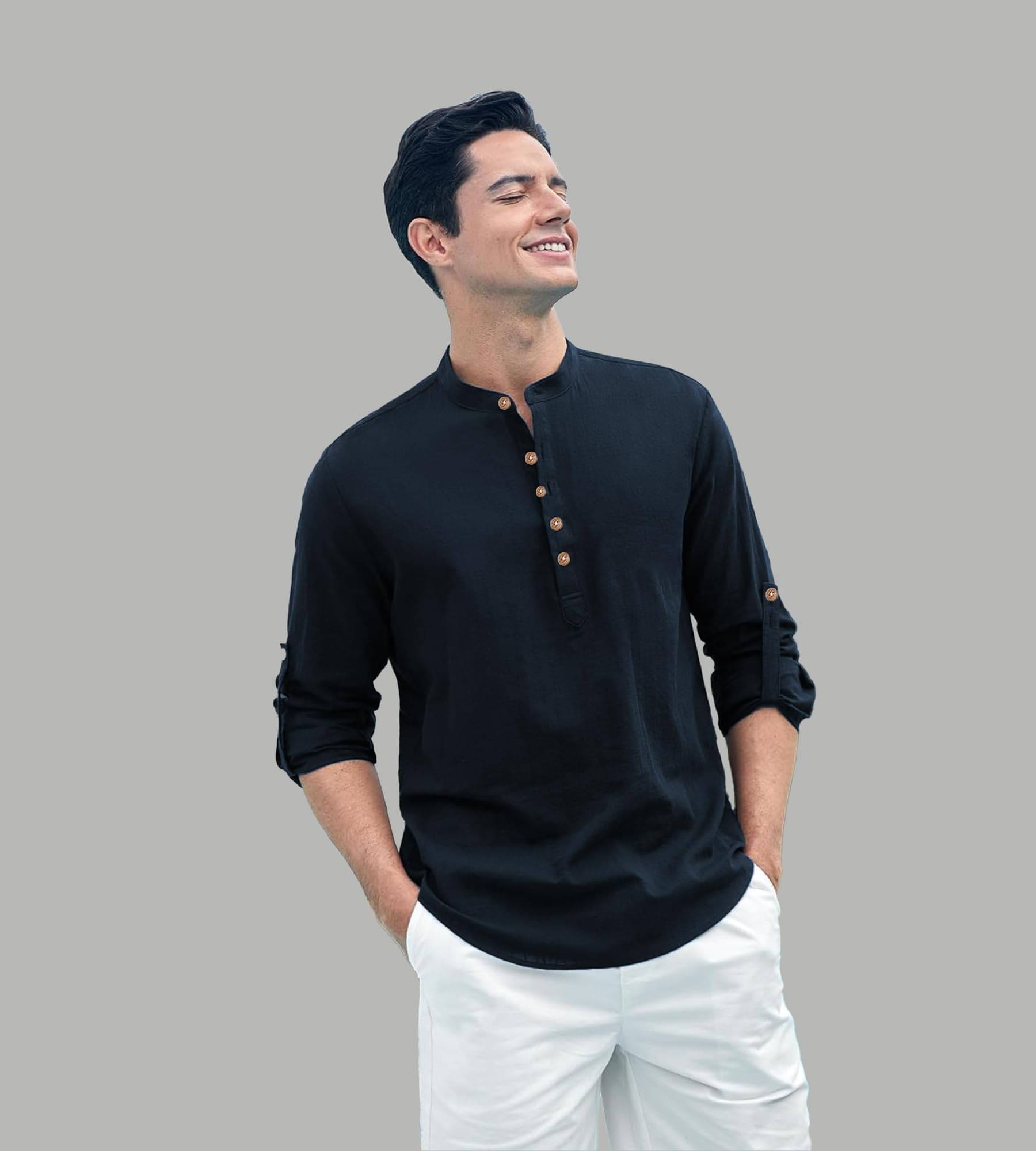 Apektra Navy Blue Cotton Blend Men's Shirt Style Kurta ( Pack of 1 ) Apektra Navy Blue Cotton Blend Men's Shirt Style Kurta ( Pack of 1 )