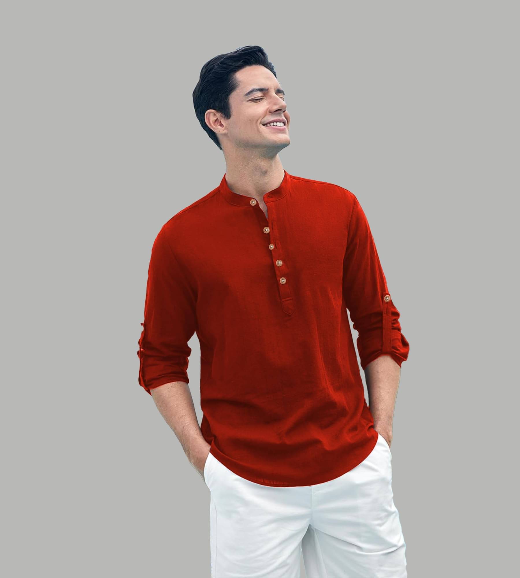Apektra Red Cotton Blend Men's Shirt Style Kurta ( Pack of 1 ) Apektra Red Cotton Blend Men's Shirt Style Kurta ( Pack of 1 )