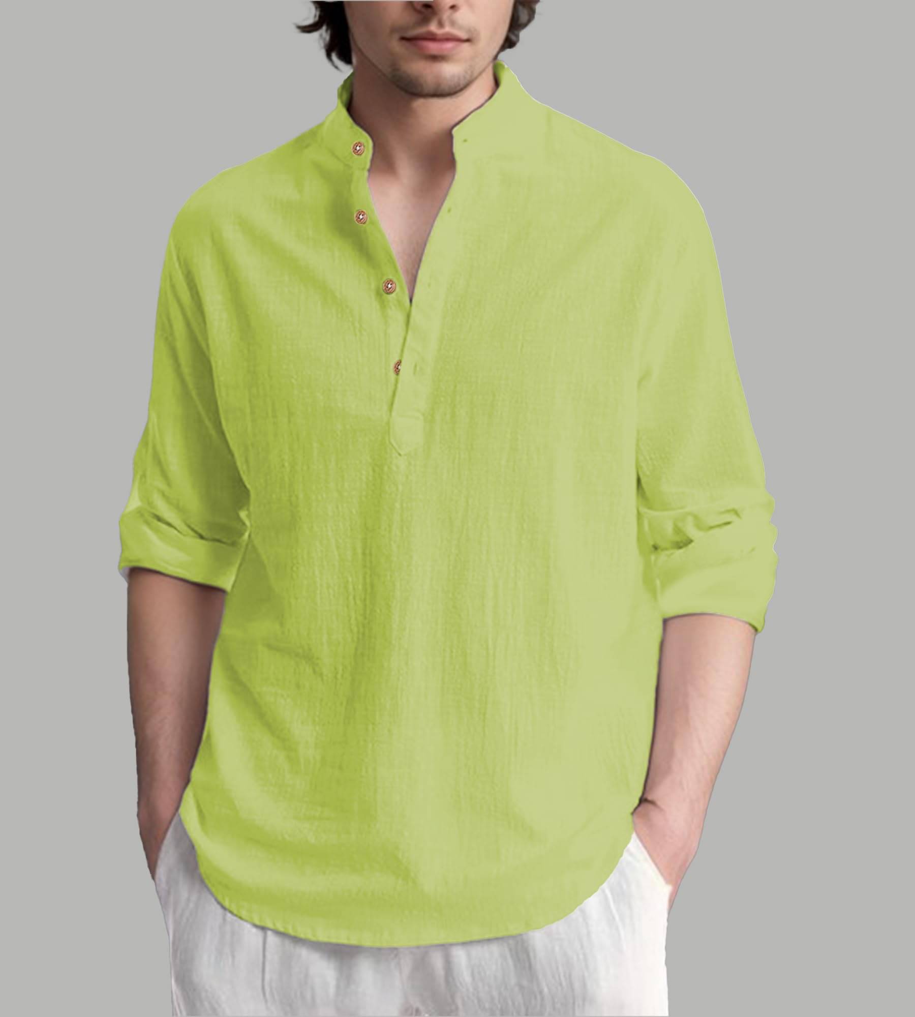 Apektra Sea Green Cotton Blend Men's Shirt Style Kurta ( Pack of 1 ) Apektra Sea Green Cotton Blend Men's Shirt Style Kurta ( Pack of 1 )