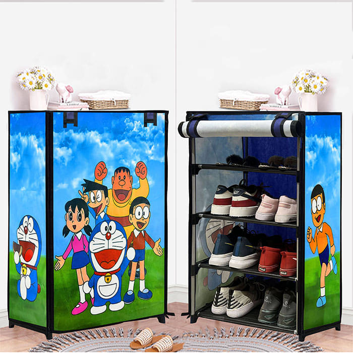 PHILOSHOP 4 Layer Metal Shoe Rack Stand with Print Cover Shoe Organiser for Home & Office (Blue) PHILOSHOP 4 Layer Metal Shoe Rack Stand with Print Cover Shoe Organiser for Home & Office (Blue)