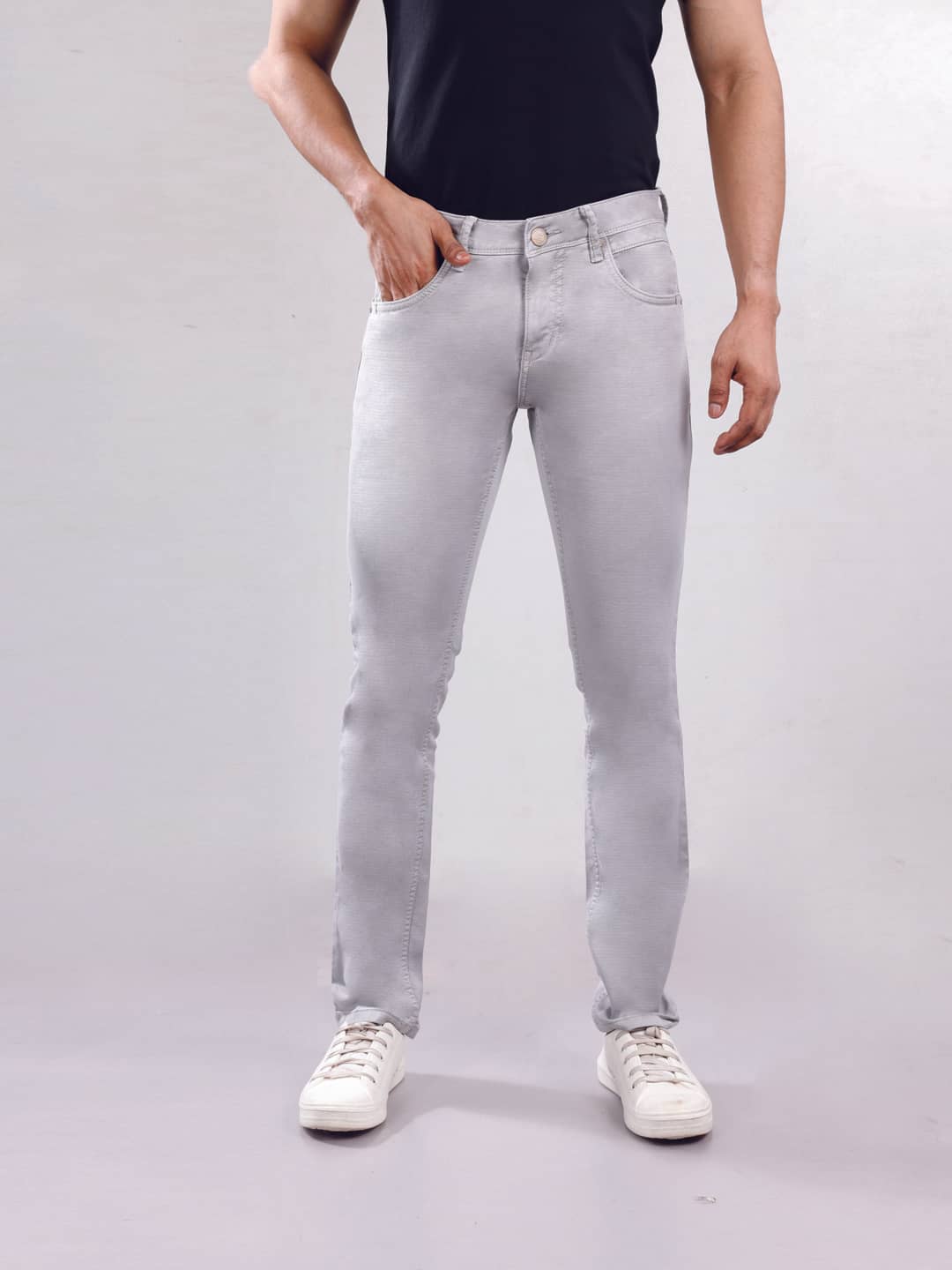 Hoffmen Regular Fit Dyed Men's Jeans - Charcoal ( Pack of 1 ) - Jeans | Buy online on ZillyBuy