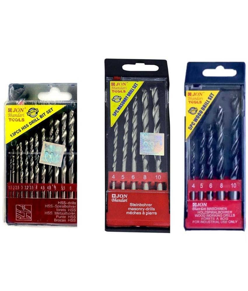 JON BHANDARI 23 pc HSS/MASONRY/Wood drill bits set     			JON BHANDARI 23 pc HSS/MASONRY/Wood drill bits set