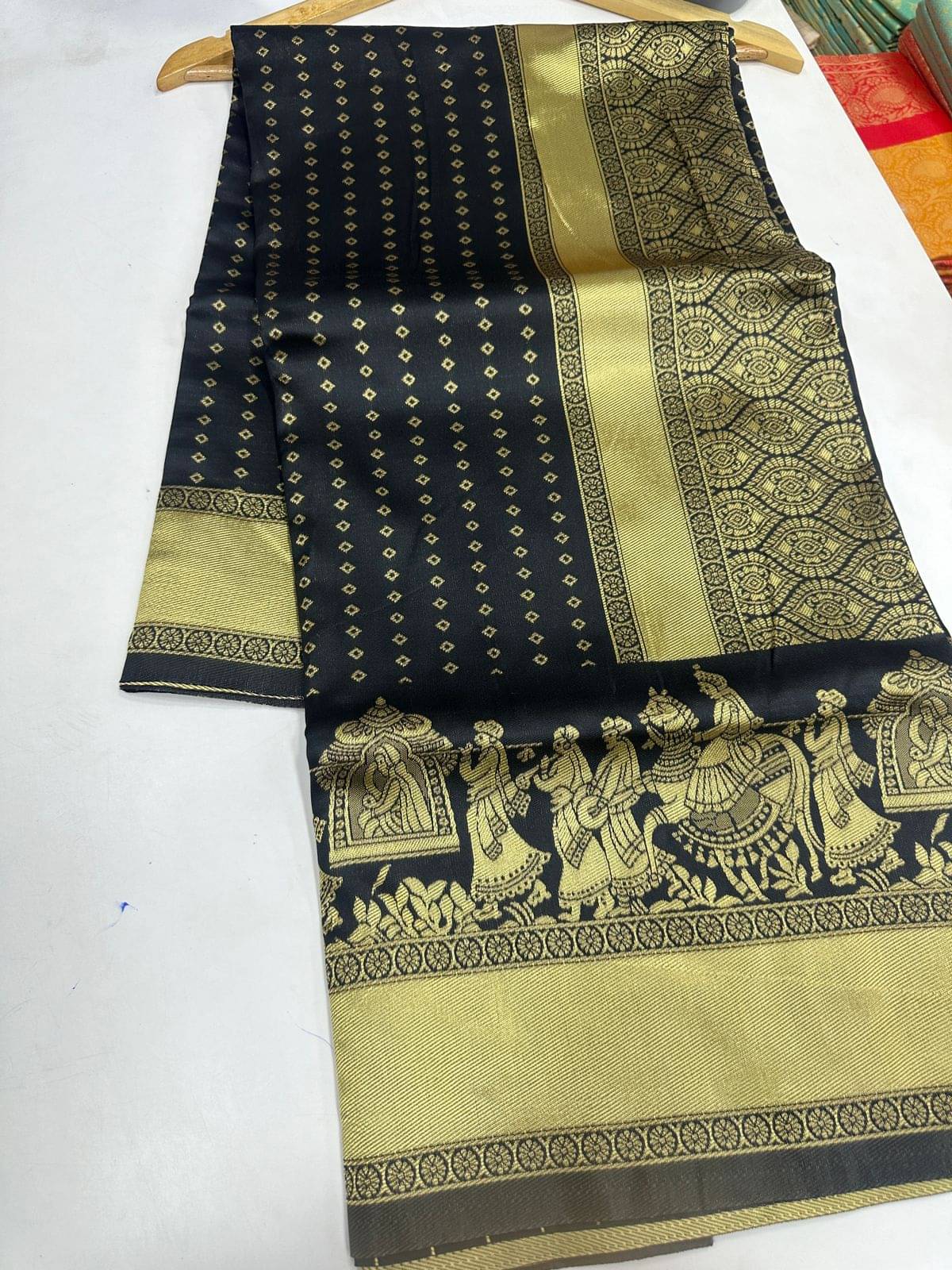JULEE Silk Blend Embellished Saree With Unstitched Blouse Piece ( Black ) JULEE Silk Blend Embellished Saree With Unstitched Blouse Piece ( Black )