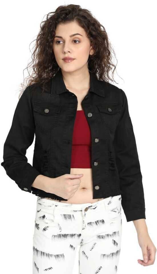 Kashian Women Denim Jacket ( Black ) - Jackets & Coats | Buy online on ZillyBuy