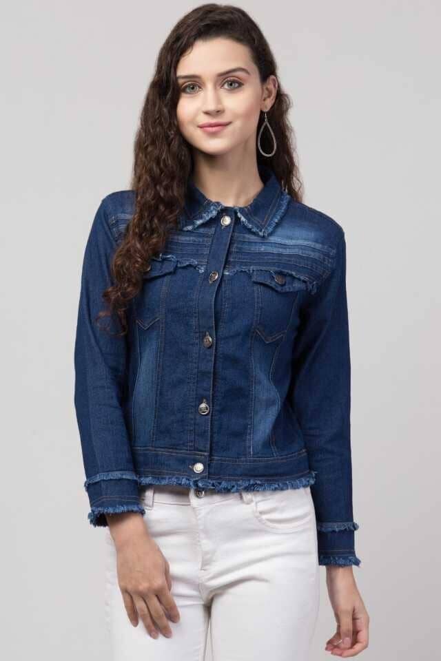 Kashian Women Denim Jacket ( Blue ) - Jackets & Coats | Buy online on ZillyBuy