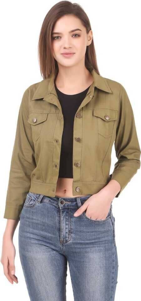 Kashian Women Denim Jacket ( Green ) - Jackets & Coats | Buy online on ZillyBuy