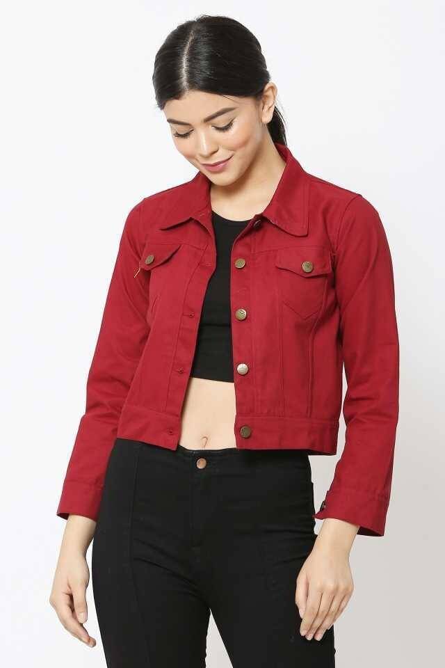 Kashian - Denim Maroon Denim Jacket Kashian - Denim Maroon Denim Jacket